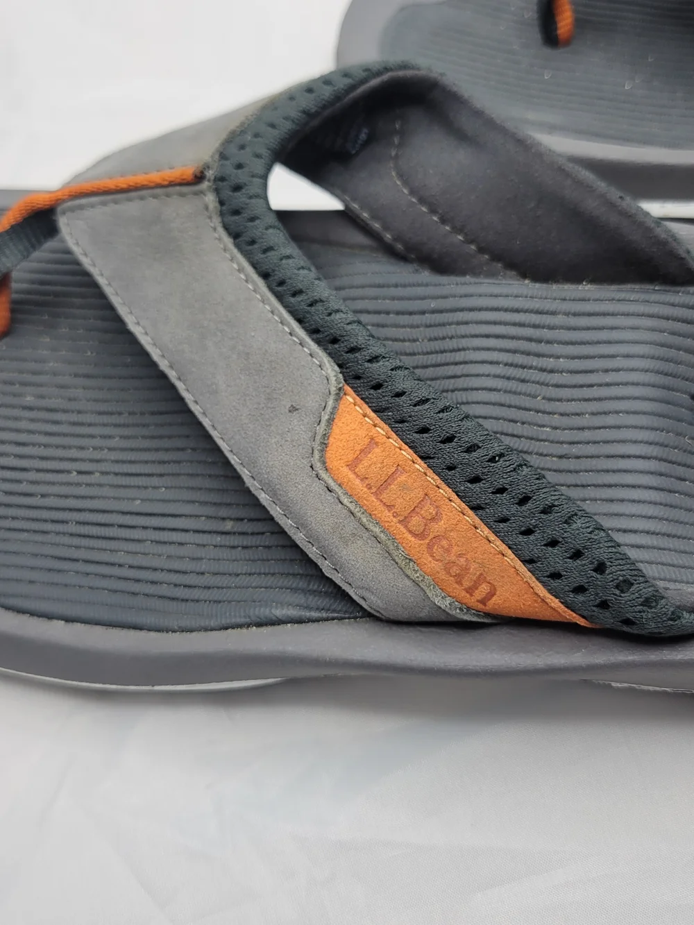L.L. Bean Men's Gray & Orange Flip Flops